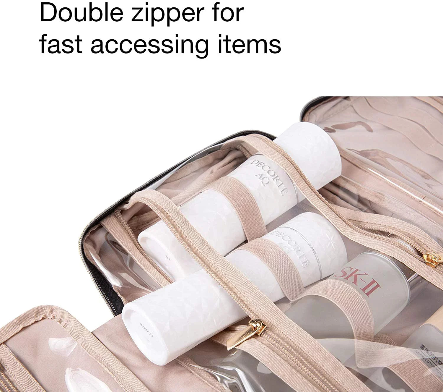 Toiletry Bag Travel Bag with Hanging Hook, Water-resistant Makeup Cosmetic Bag Travel Organizer for Accessories, Shampoo, Full Sized Container, Toiletries