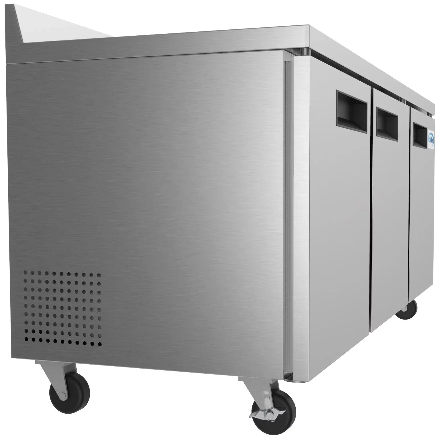 KoolMore 72 in. Three-Door Worktop Refrigerator with 3.5 in. Backsplash – 16.9 Cu. ft.