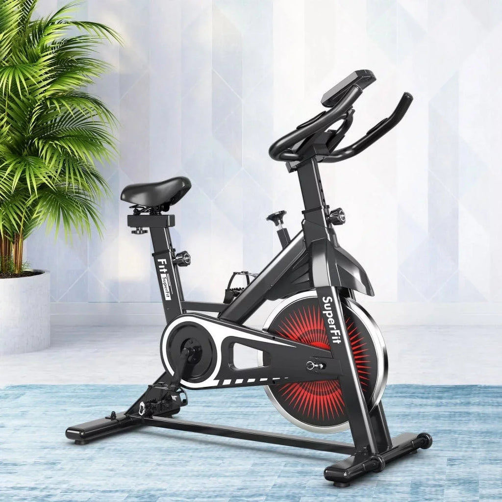Exercise Bicycle, Adjustable Resistance Silent Belt Drive, Gym Indoor Stationary Bike, Red