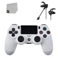 DualShock PlayStation 4 Wireless Controller - White Blue - Like New With Earbuds Bundle
