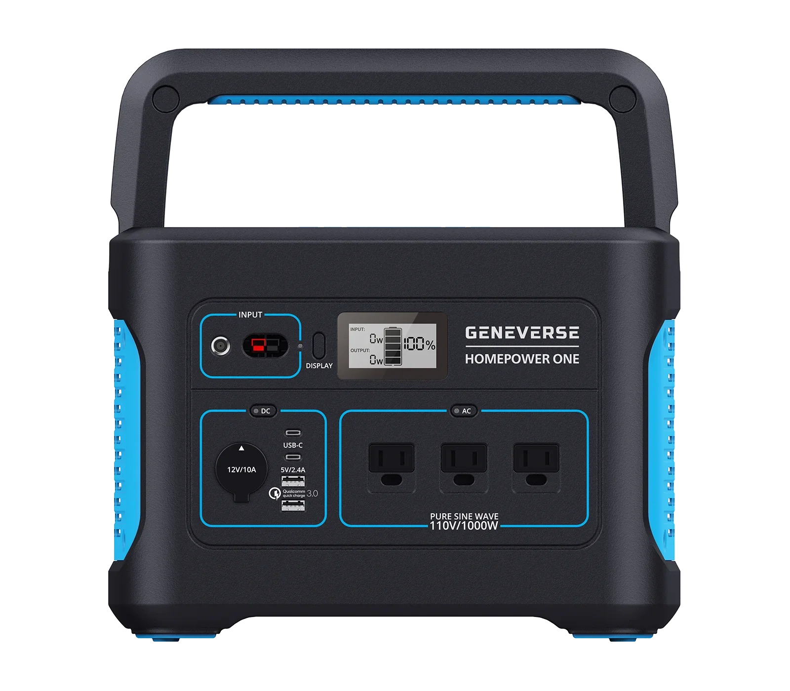 Geneverse 1002Wh (1x2) Solar Generator Bundle: 1X HomePower  Portable Power Station (3X 1000W  Outlets) + 2X 100W Solar Panels. Quiet, Indoor-Safe Backup Battery Power Generator For Home Devices