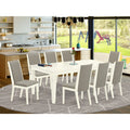 Maykoosh French Country 9-Piece Dining Room Set- 8 Parson Chairs And Butterfly Leaf Rectangle Table Hardwood Structure -High Back & Linen White Finish