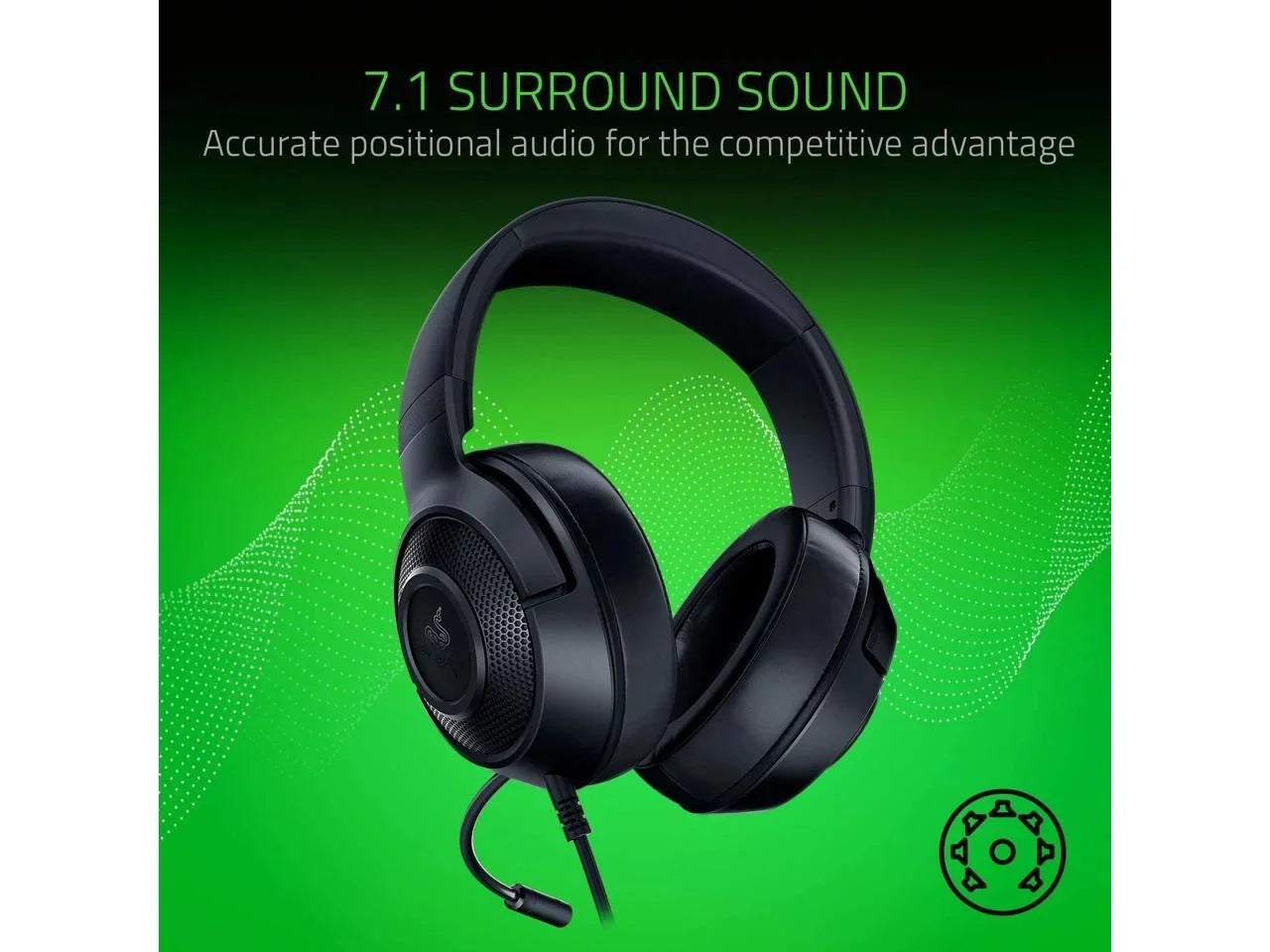 Razer Kraken X Lite Ultralight Gaming Headset: 7.1 Surround Sound Capable Lightweight Frame Bendable Cardioid Microphone for , Xbox, PS4, Nintendo Switch - Classic Black