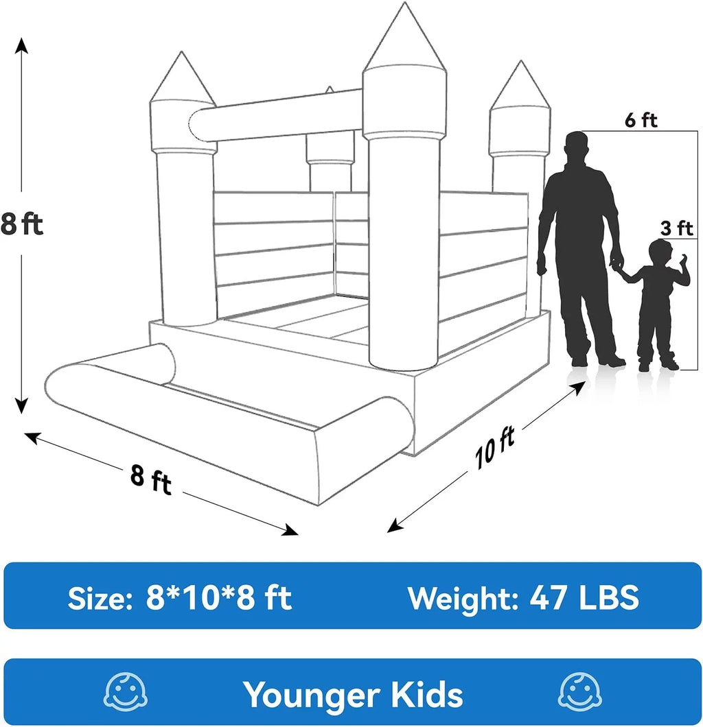 Connsann White Bounce House  Commericial Grade   Jump Castle with Blower & Ball Pit  for Kids Outdoor Indoor Party