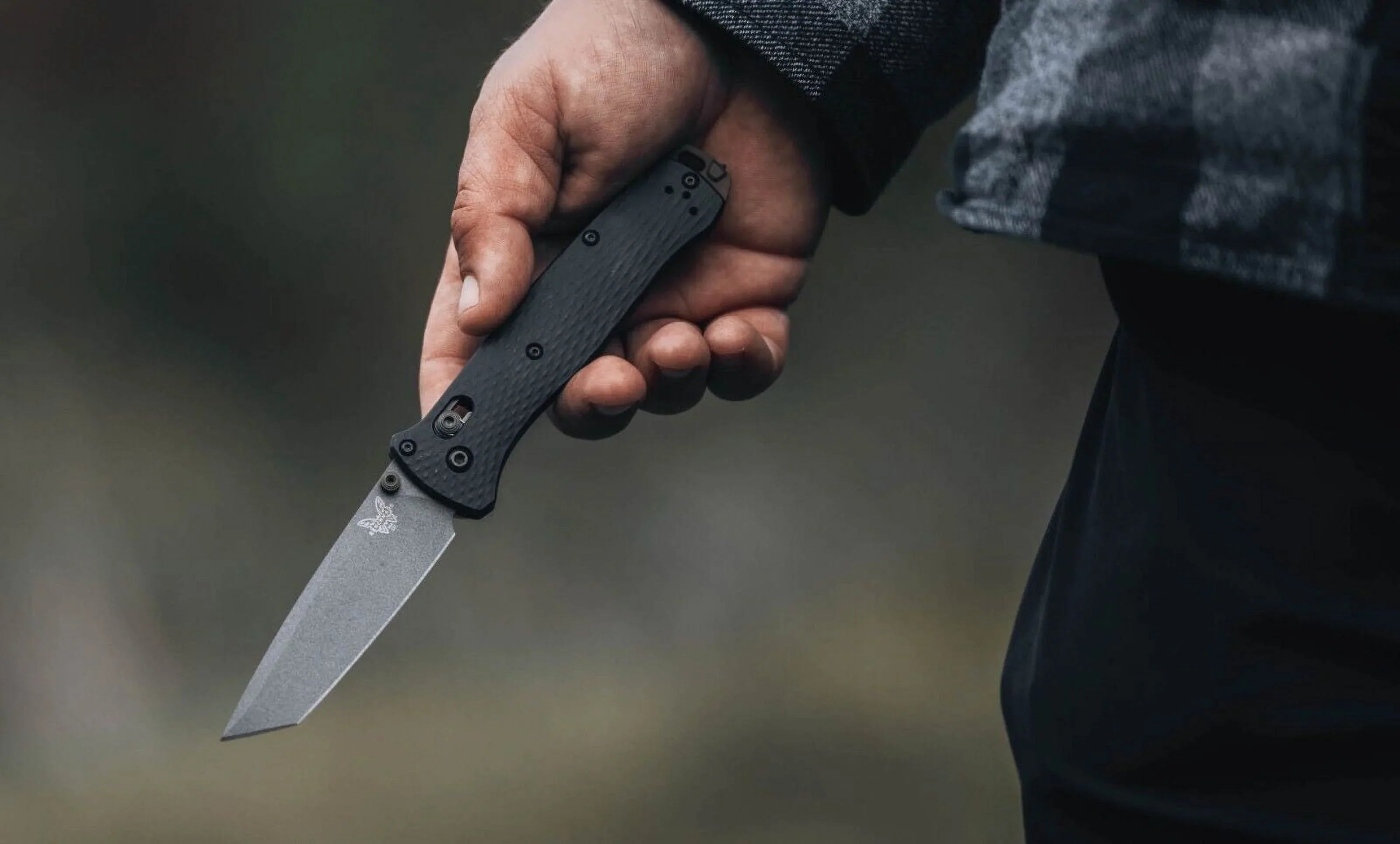Benchmade Tanto Blade Black Aluminum Handle Folding Knife - -537GY-03