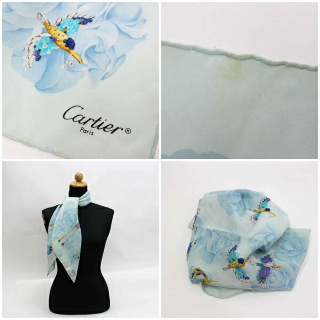 Pre-Owned Cartier silk scarf muffler bird pattern | Ladies (Good)