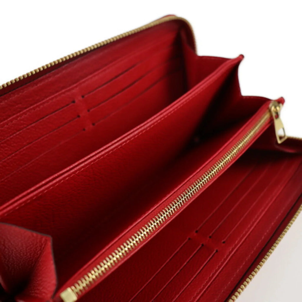 Pre-Owned   Louis Vuitton Zippy Wallet Long M60737 Monogram Implant Cerise Zip Around Round Zipper (Good)
