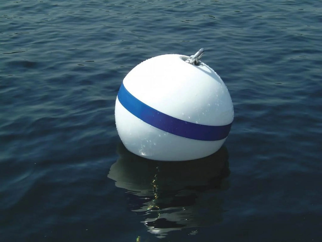 Taylor Sur-Moor T3C Mooring Buoy, White with Blue Reflective Striping