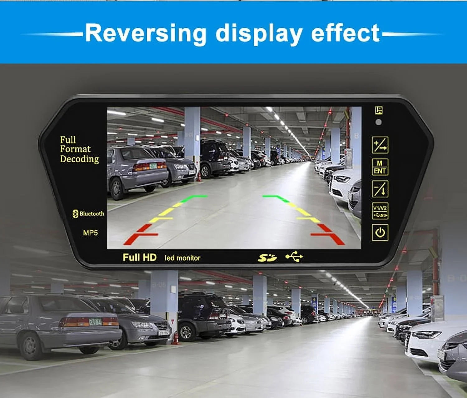 7 Inch   Display 800*480 Parking System Rear View Camera MP5 // Car Mirror Monitor Transimitter Night Vision 12-24V
