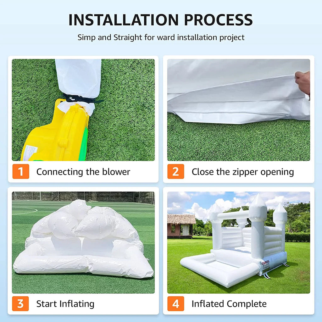 Connsann White Bounce House  Commericial Grade   Jump Castle with Blower & Ball Pit  for Kids Outdoor Indoor Party
