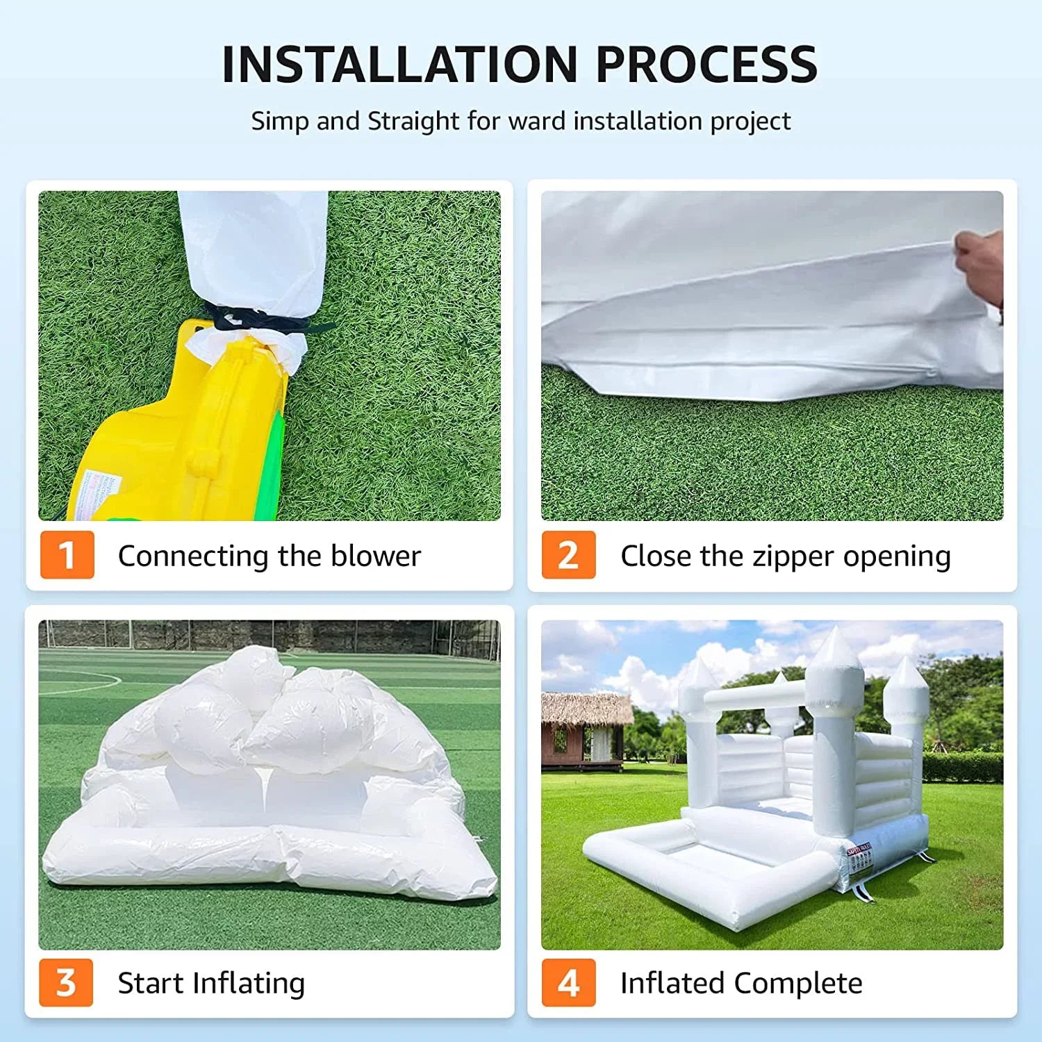 Connsann White Bounce House  Commericial Grade   Jump Castle with Blower & Ball Pit  for Kids Outdoor Indoor Party