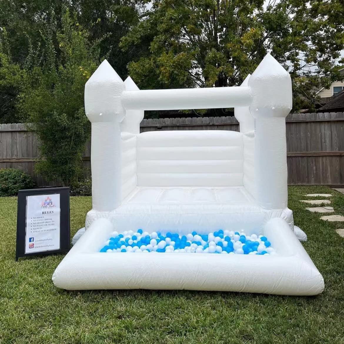 Connsann White Bounce House  Commericial Grade   Jump Castle with Blower & Ball Pit  for Kids Outdoor Indoor Party