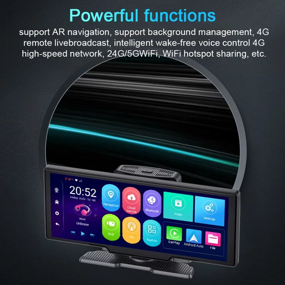 Shinysix Multi-language Dual Lens Car Video Recorder Auto Dash Cam Car Camera Recorder Night Viewing 10.26in  170 Degree Wide Angle Car Global Positioning System Navigation Camcorder