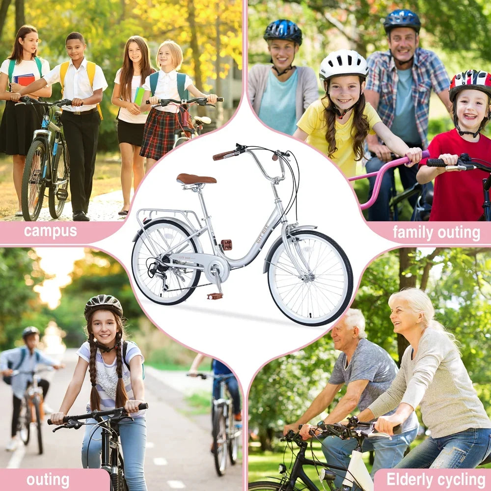 Yone jx je Kids Bike 22 Inch Bicycle for Girls Ages 8+Years, Aluminium Alloy Frame,7-speed Shifter and derailleur,Silver
