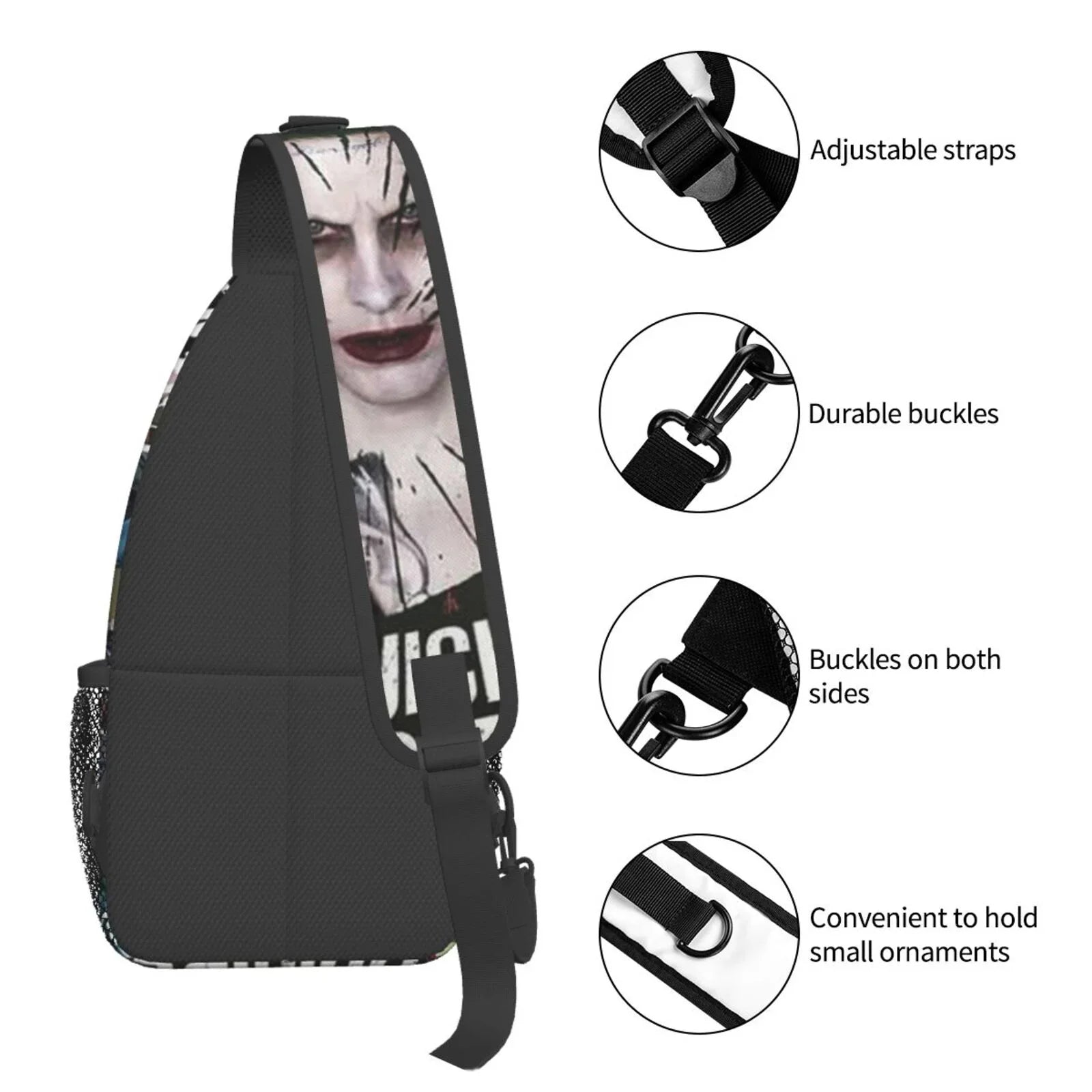 Suicide Joker Squad Sling Bag Crossbody Backpack Chest Bags Diagonally Travel Daypack For Women Men Adults Teen
