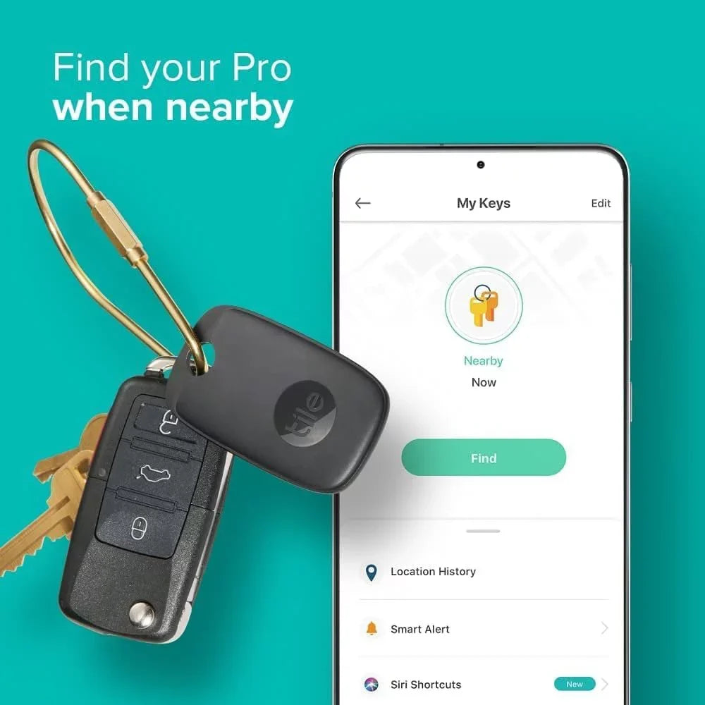 Tile Pro 2022 1-Pack. Powerful Bluetooth Tracker, Keys Finder and Item Locator for Keys, Bags, and More; Up to 400 ft Range. Water-Resistant. Phone Finder. iOS and Android Compatible. Non-Retail