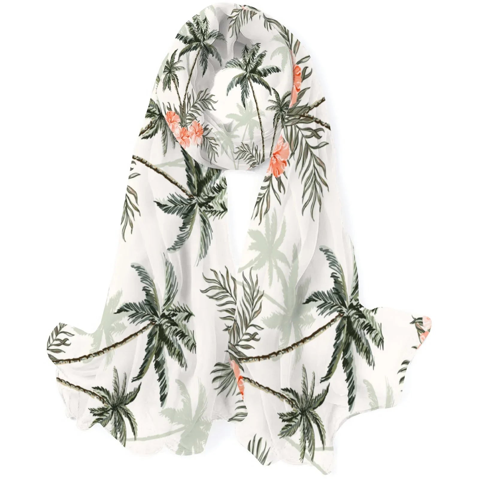Palm Trees Silk Long Scarf for Women Large Oblong Sunscreen Shawls Wraps Neck Headscarf Hair Wraps Gift Packed
