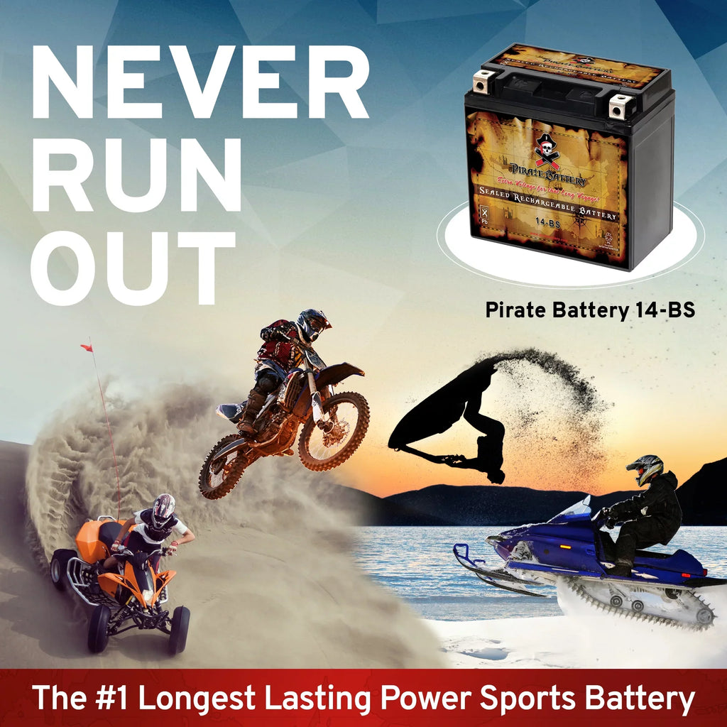 Pirate Battery YTX14- (14- 12 Volt,12 Ah, 200 ) Motorcycle Battery for Honda 1100cc Vt1100c, C3, T Shadow (spirit, Aero, A. C. E. Tourer) 2006