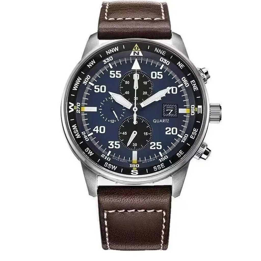 Men's Classic Business Aviator Chronograph Black Dial Eco-Drive Watch