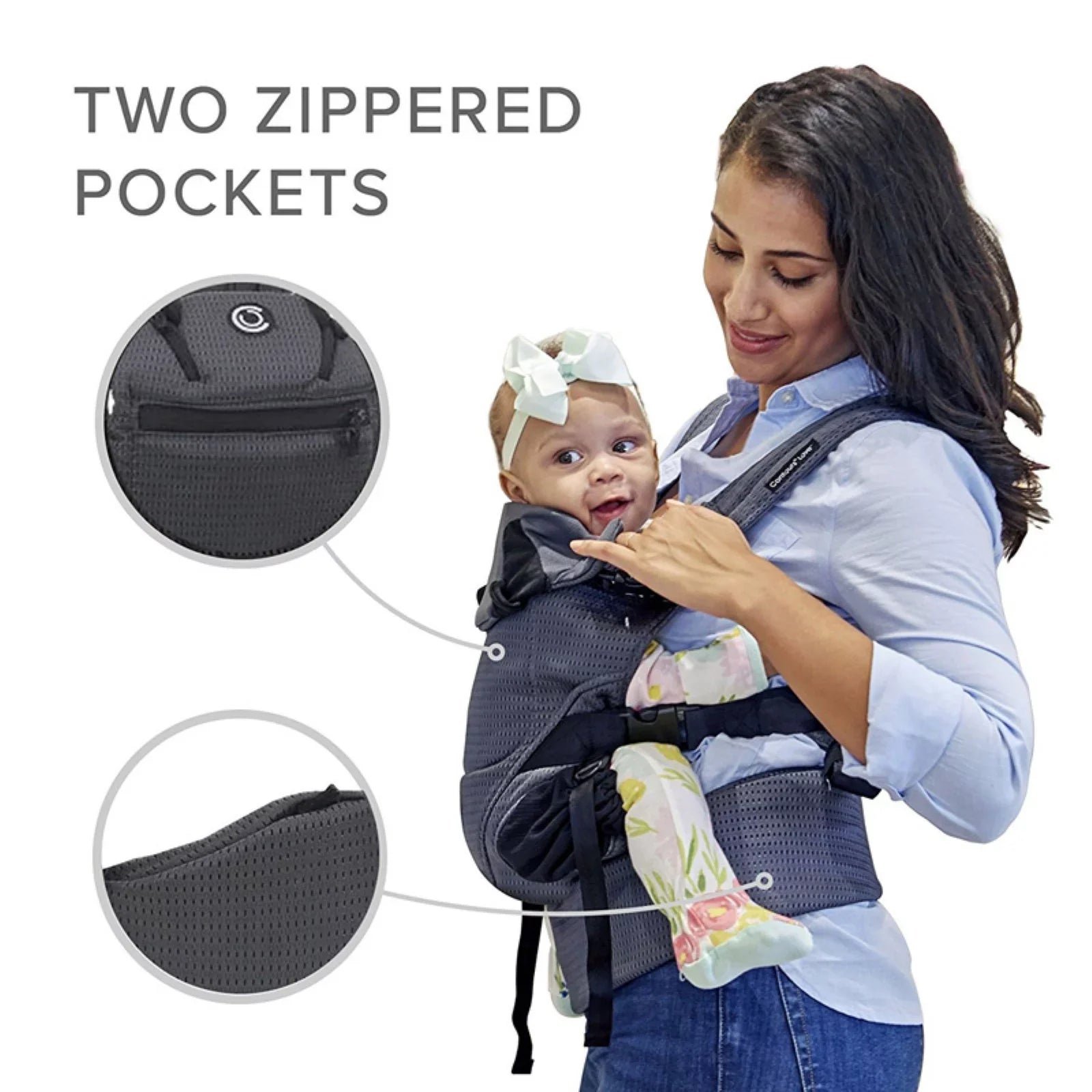 Contours Love 3-Position Baby Carrier, Newborn, Infant, Toddler, Charcoal Gray Mesh, One Size