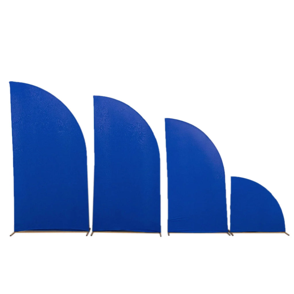 Efavormart Set of 4 | Matte Royal Blue Fitted Spandex Half Moon Wedding Arch Covers, Custom Fit Chiara Backdrop Stand Covers - 2.5ft,5ft,6ft,7ft