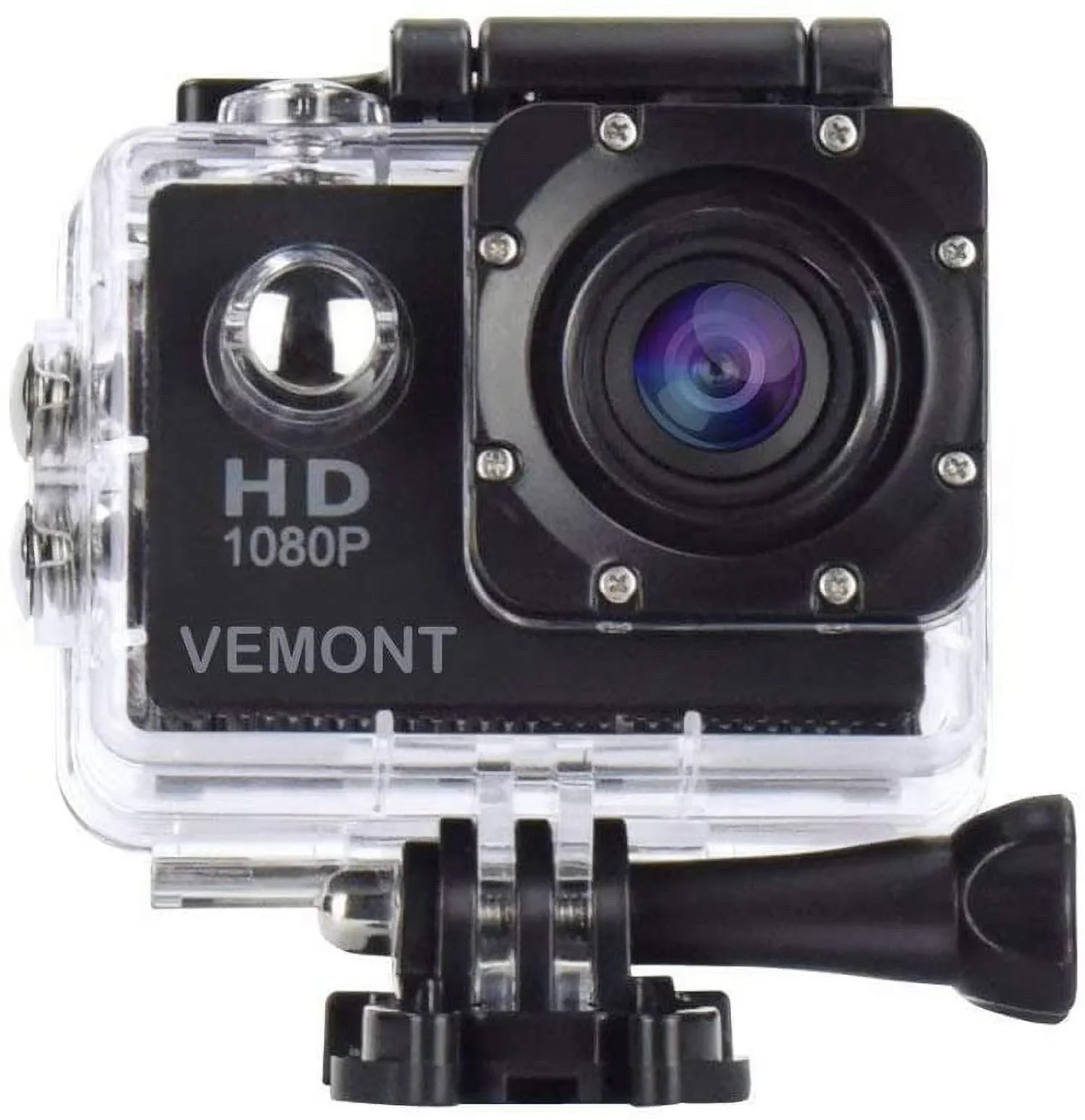 Action Camera, 1080P 12MP Sports Camera Full  2.0 Inch Action Cam 30m/98ft Underwater Waterproof Snorkel surf Camera with Wide-Angle Lens and Mounting Accessories Kit Black