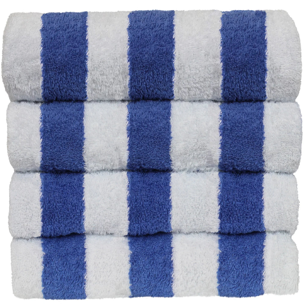 Luxury Hotel & Spa Towel 100% Cotton Pool Resort Beach Towels - Cabana - Blue - Set of 4