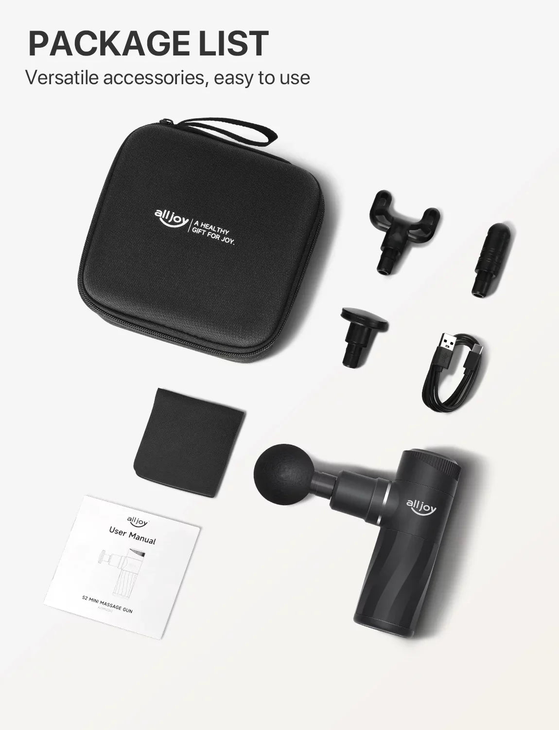 Mini Massage Gun Deep Tissue, Powerful Percussion Muscle Massager Gun with 4 Attachments, 4 Speed Settings, Compact Sports Handheld Massager for Muscles Neck Back Arms