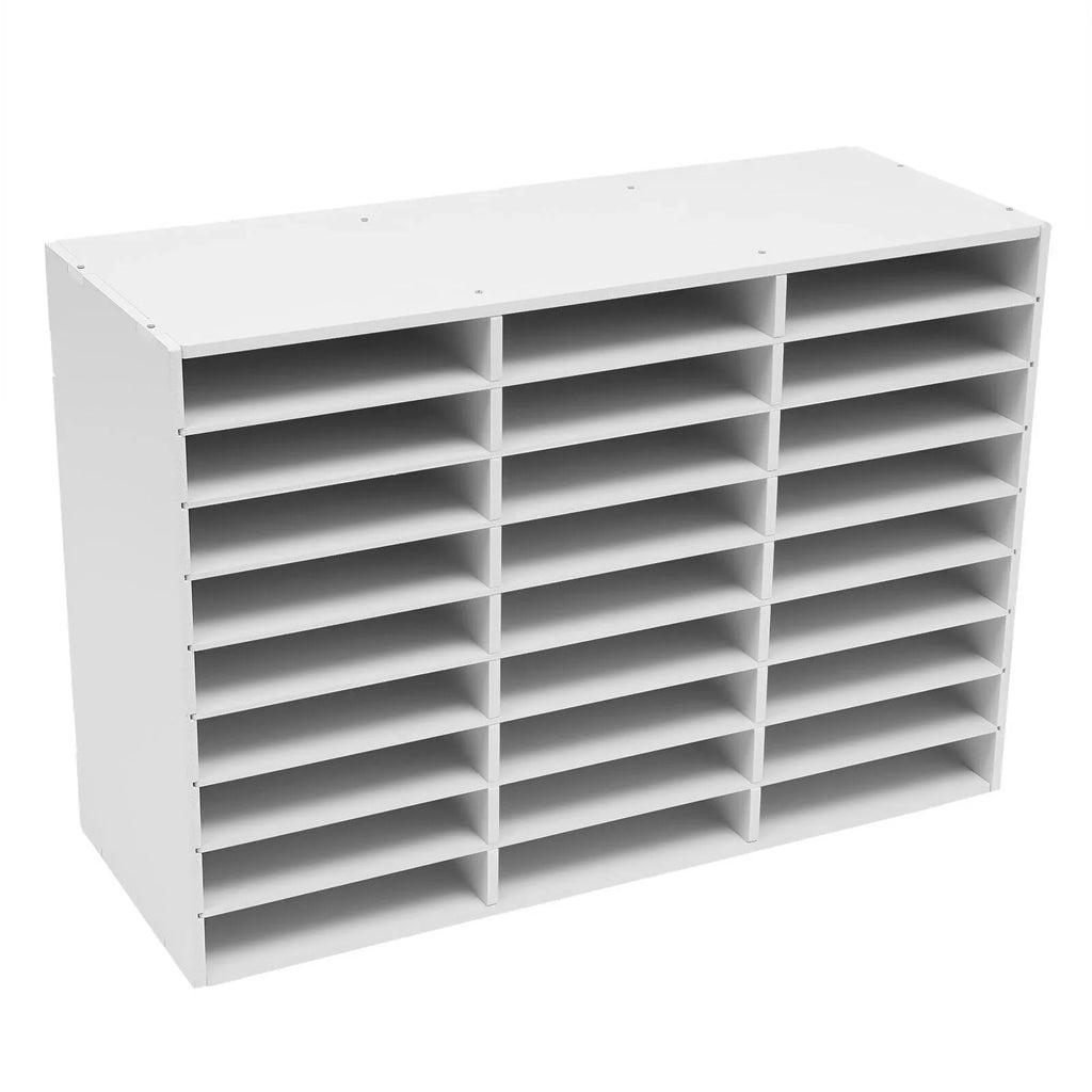 27 Slots Classroom Keepers Literature Storage Rack  File Holder White Mailbox