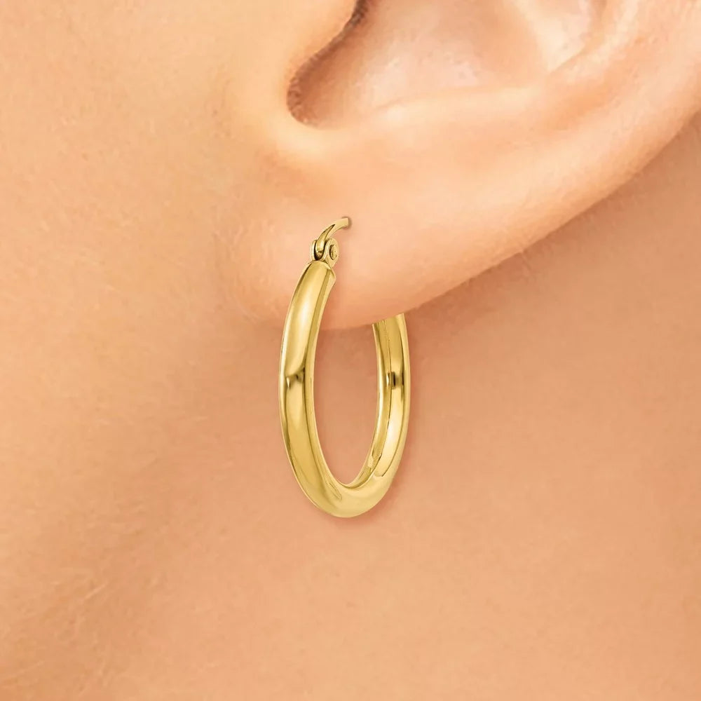 Real 14kt Yellow Gold Polished 2.5mm Tube Hoop Earrings; for Adults and Teens; for Women and Men