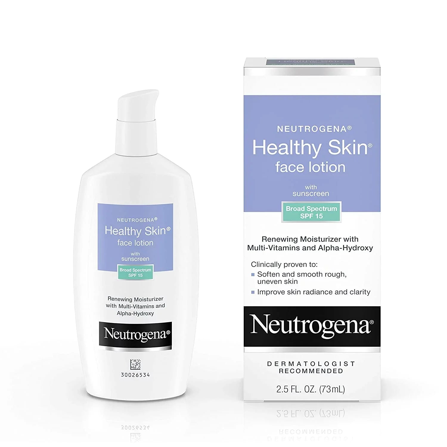 Neutrogena Healthy Skin Face Moisturizer Lotion With Spf 15 Sunscreen & Alpha Hydroxy Acid - Anti Wrinkle Cream With Glycerin, Glycolic Acid, Alpha Hydroxy, Vitamin C, Vitamin E & Vitamin B5, 2.5