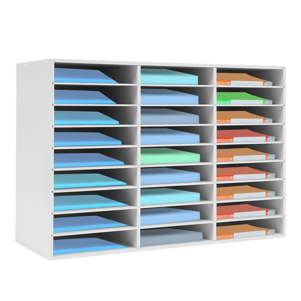27 Slots Classroom Keepers Literature Storage Rack  File Holder White Mailbox