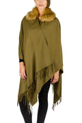 Adrienne Vittadini Women's So Soft Wrap with Faux Fur Collar
