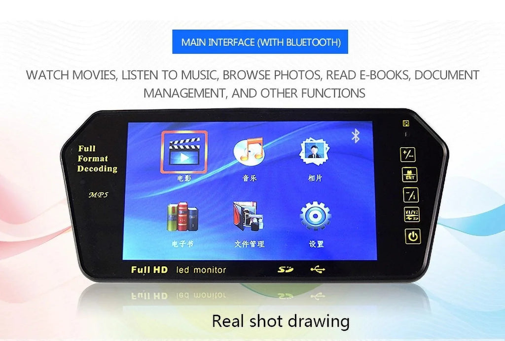 7 Inch   Display 800*480 Parking System Rear View Camera MP5 // Car Mirror Monitor Transimitter Night Vision 12-24V