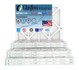 Glasfloss 13x20x1 -  10 -Qty:4 - Furnace Air Filter - Made in  (Actual Size: 12.5 x 19.5x7/8 inch)