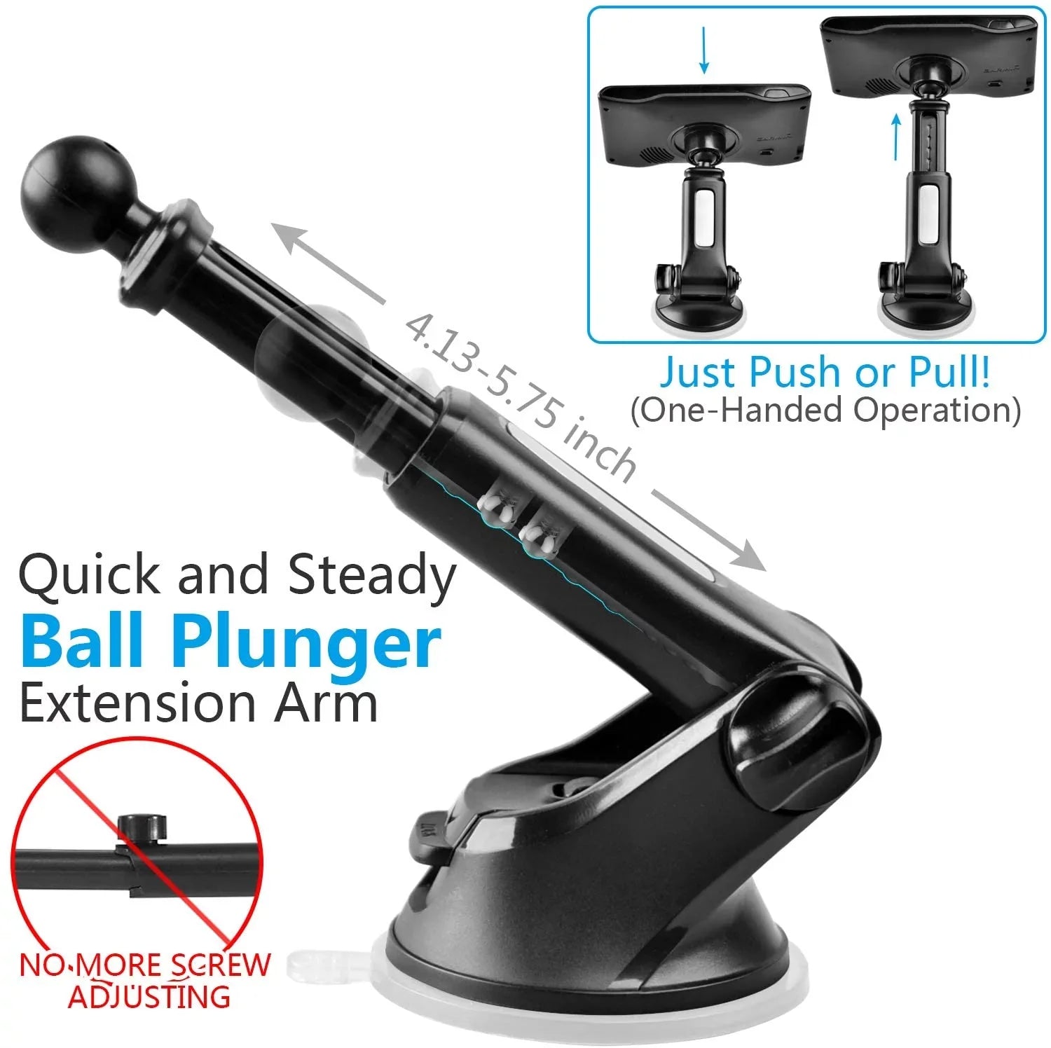 Suction Cup Mount for Garmin [Quick Telescopic Extension Arm] (Set of 2),  Dashboard Mount Dash Windshield