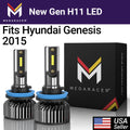 Mega Racer Hyundai Genesis H11 H8 H9 H16 New Gen  Headlight Bulbs 6000K Cool White 12V 60W 16000LM Hyundai Genesis 2015 15 Low Beam Automotive Replacement