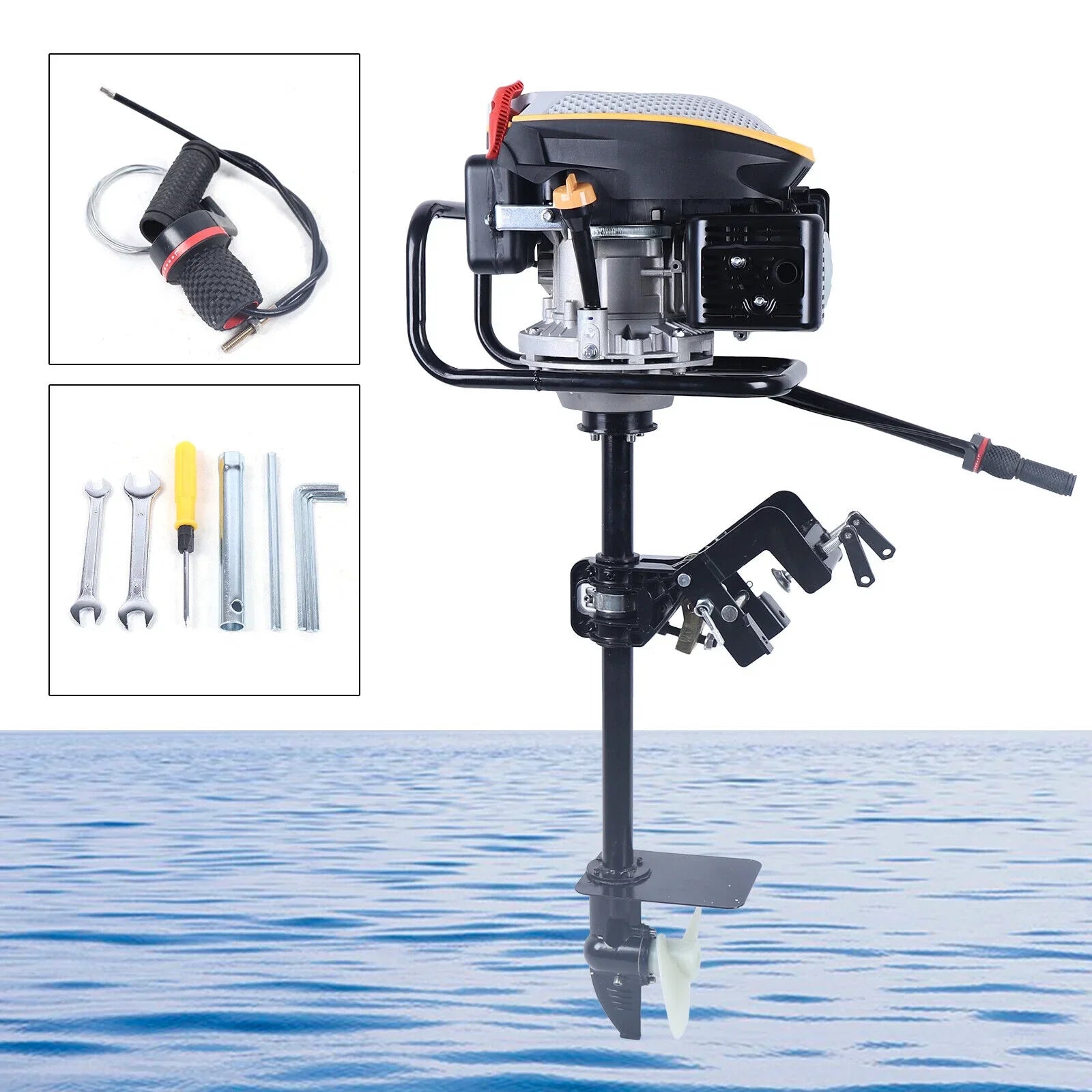 Miumaeov 4 Stroke 9  Outboard Motor 225  Fishing Boat Engine Air Cooling Single Cylinder Heavy Duty Boat Engine Marine Engine with  Ignition System 3600 r/min