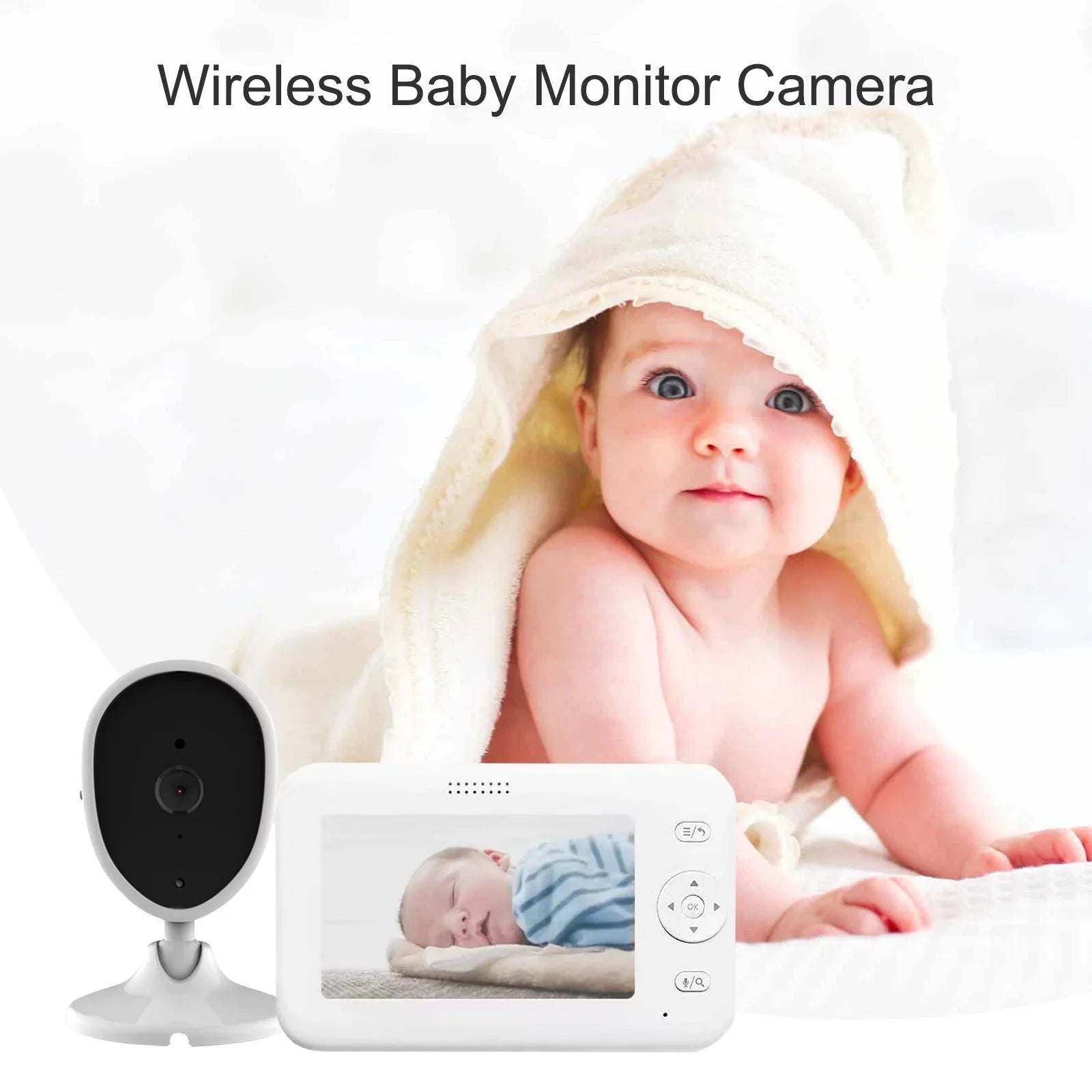Arealer Wireless Monitor Video Monitor for Monitor with 4.3 Inch   Screen Room Detection Motion Detection  Functions Built-in Lullabies