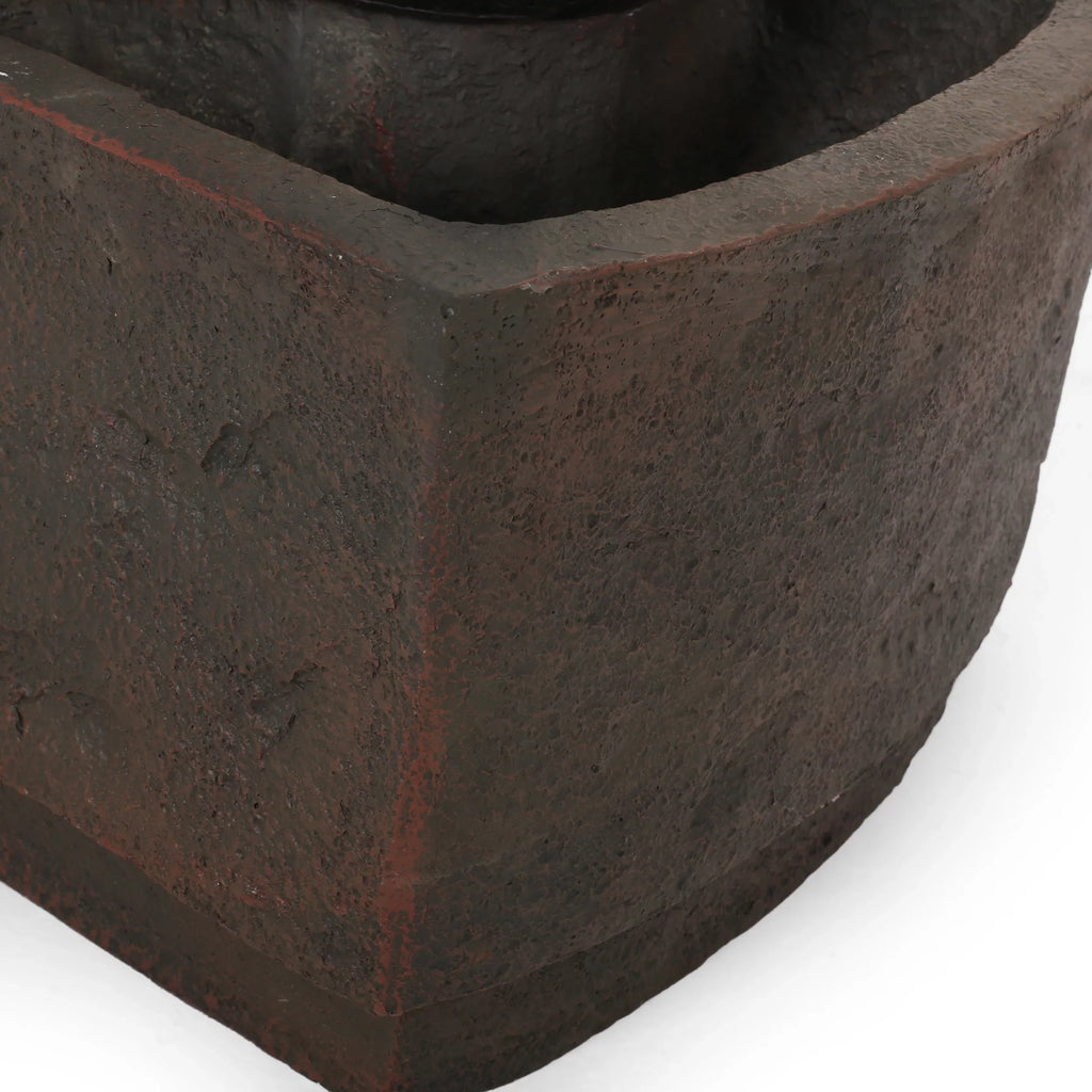 Studio Morrigan Outdoor 3 Tier Jar Fountain, Rustic Multibrown