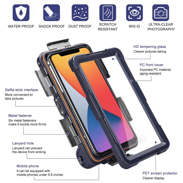 UrbanX Professional [15m/50ft] Swimming Diving Surfing Snorkeling Photo Video Waterproof Protective Case Underwater Housing for Lenovo A6600 And all Phones Up to 6.9 Inch  with Lanyard