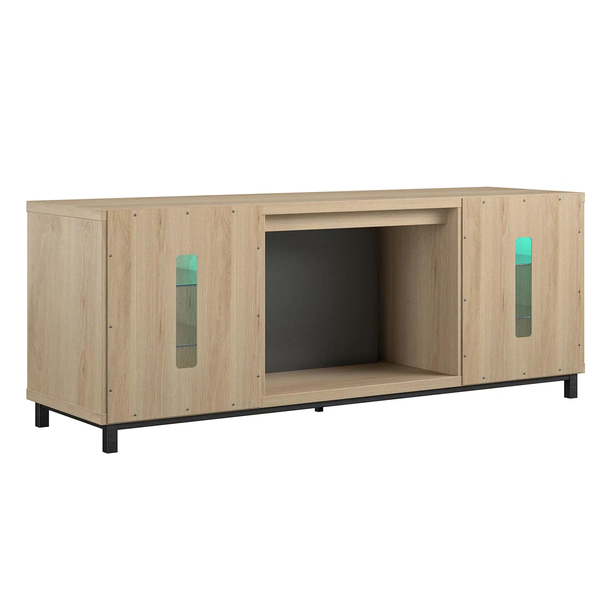 Ameriwood Home Lumina Deluxe Fireplace  Stand for TVs up to 70" in Blonde Oak