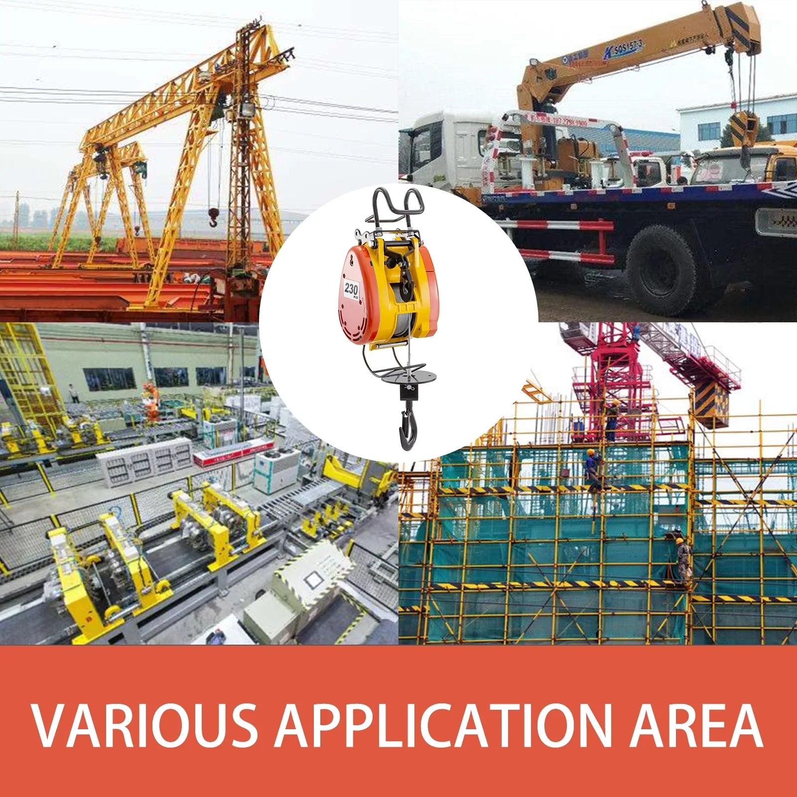 Lift Electric Hoist 230kg Capacity Electric Winch 507lbs with 98ft/30m Length Steel Wire Rope Remote Control Crane Overhead Electric Trolley with Pulley System 110 Volts 1 Phase