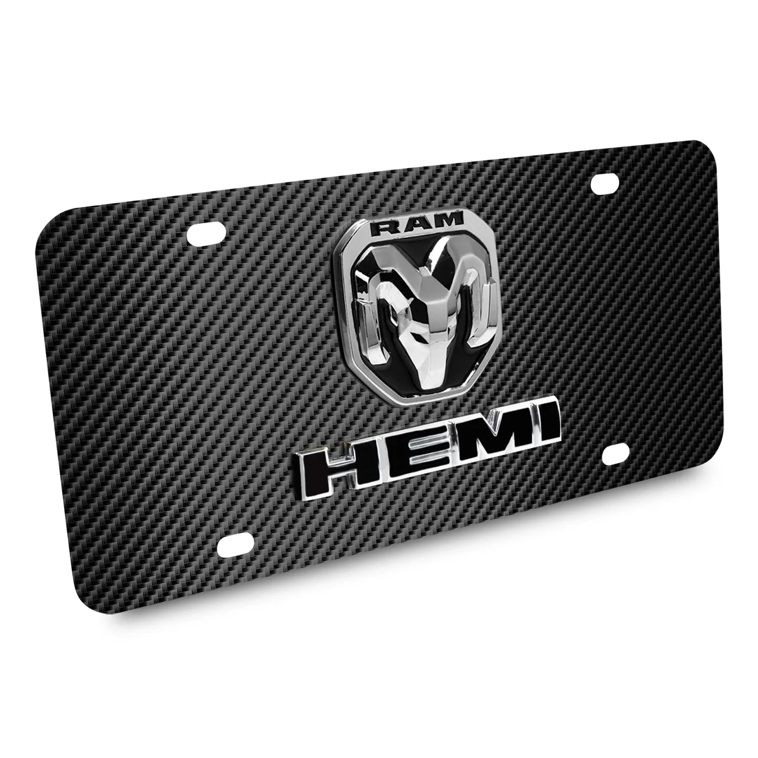 2019 up  3D Dual Logo Black Carbon Fiber Patten Steel License Plate