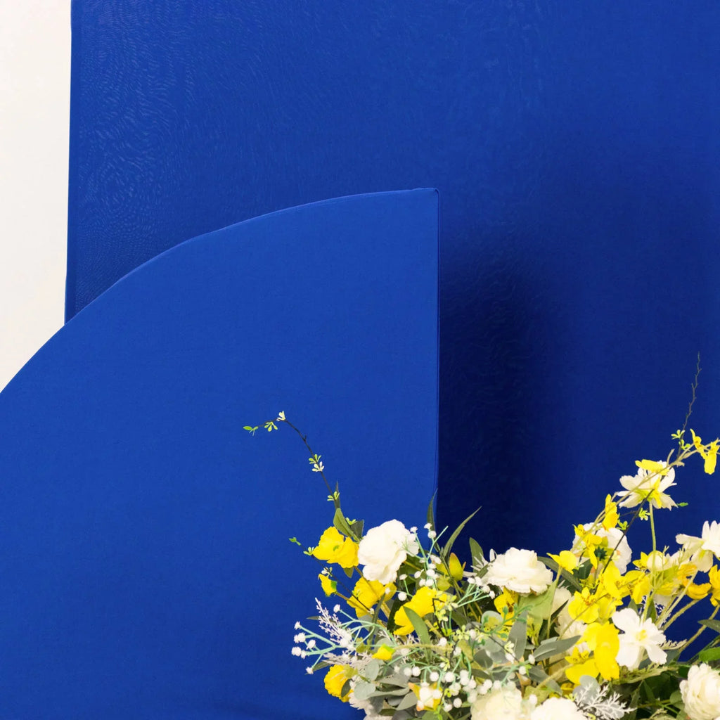 Efavormart Set of 4 | Matte Royal Blue Fitted Spandex Half Moon Wedding Arch Covers, Custom Fit Chiara Backdrop Stand Covers - 2.5ft,5ft,6ft,7ft