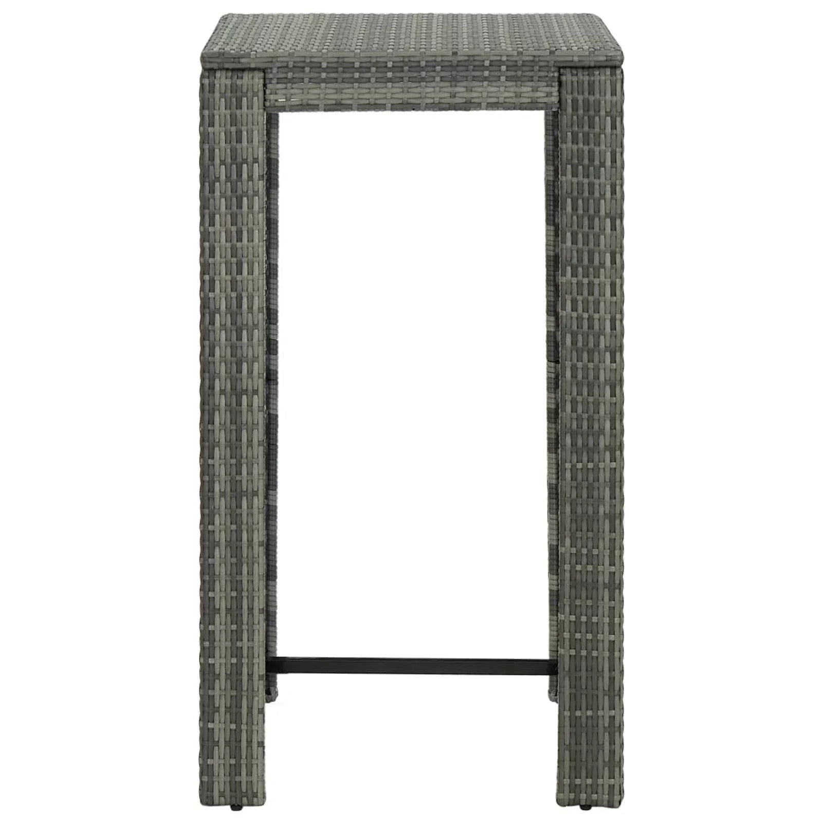 Andoer Garden Bar Table Gray 23.8"x23.8"x43.5" Poly Rattan