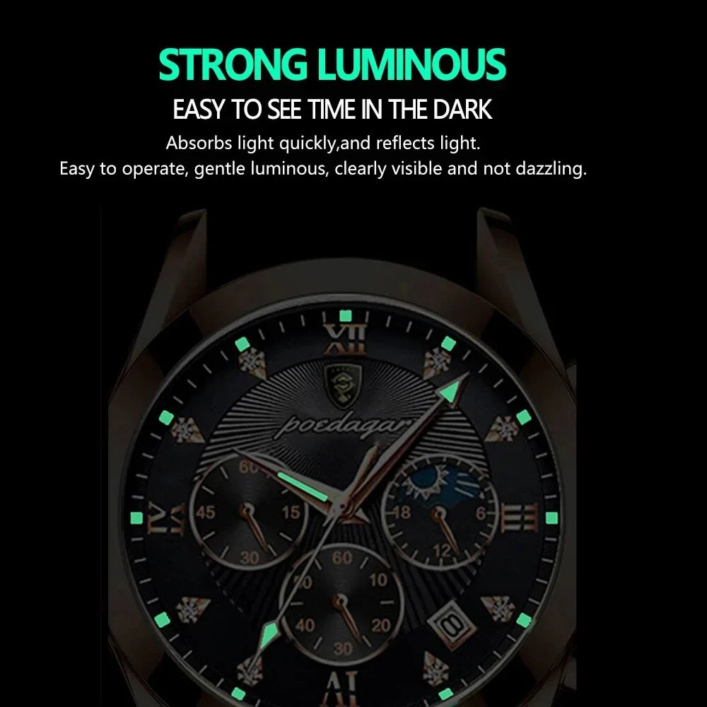 Men Watch Sport Chronograph Quartz Watches Top Brand Luxury Full Steel Waterproof Luminous Date Man Fashion Wristwatch 8169 Black S