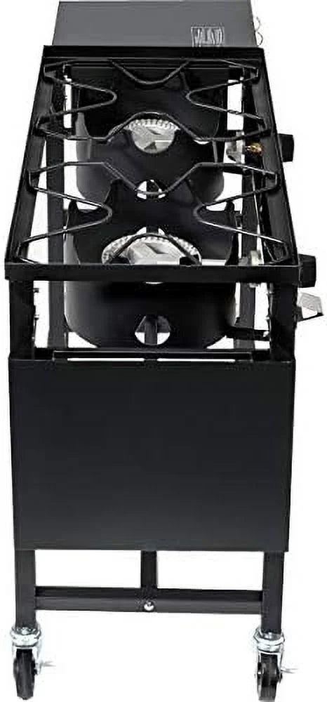 Outdoor Camping Propane Double Burner Stove 2 Folding Cook Cooking Station Stand Picnic  Grill 58,000 , Black