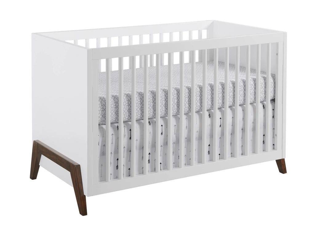 Oxford Baby Mari Modern 3-in-1 Convertible Island Crib, White & Walnut, Wooden Crib
