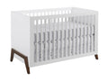 Oxford Baby Mari Modern 3-in-1 Convertible Island Crib, White & Walnut, Wooden Crib